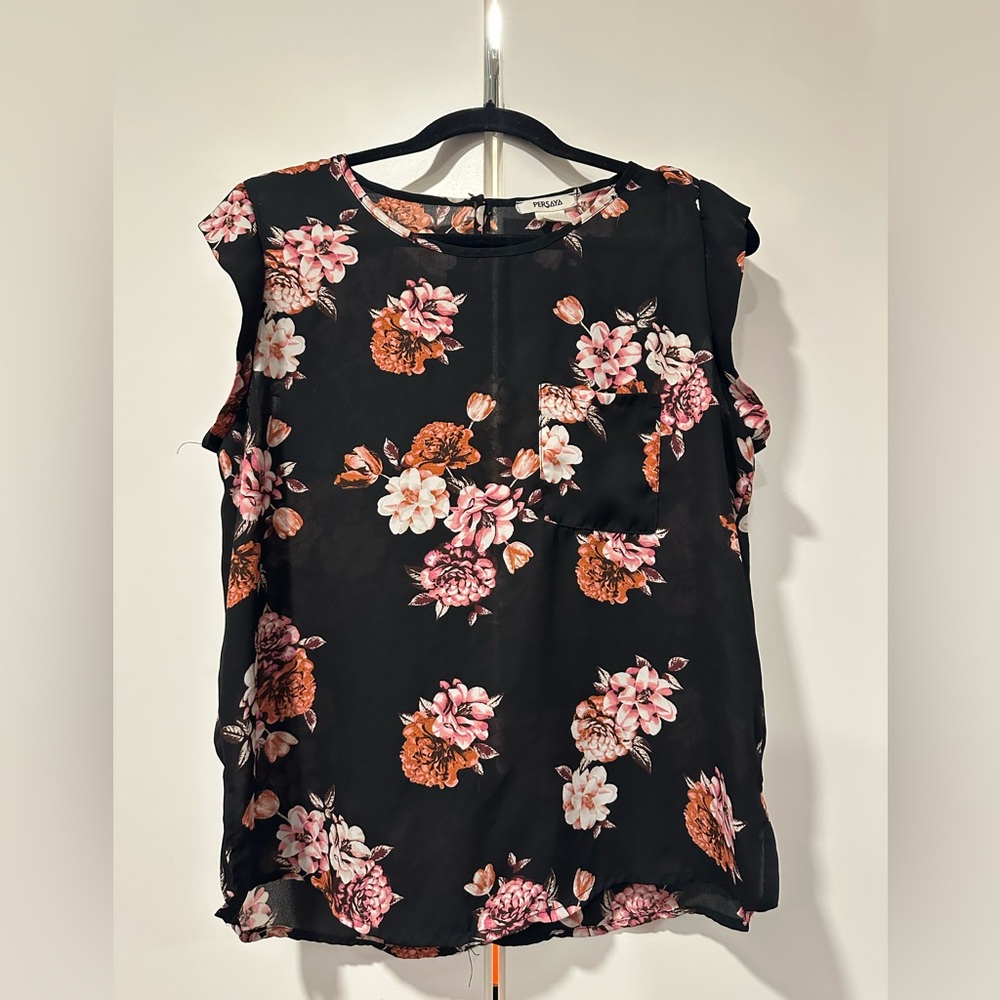 Persaya Large Floral Black Top